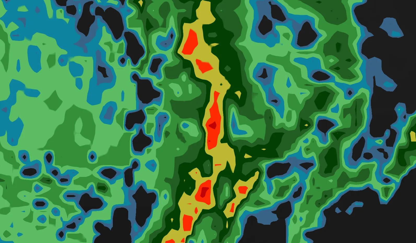 Hard-step colormap on a model precipitation field