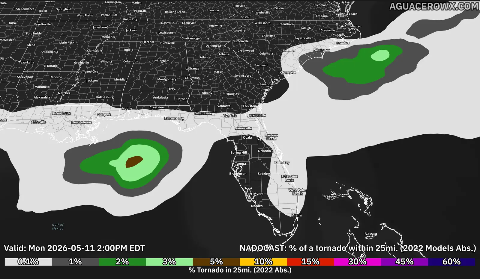 NADOCast machine-learning tornado probabilities over the Southeast